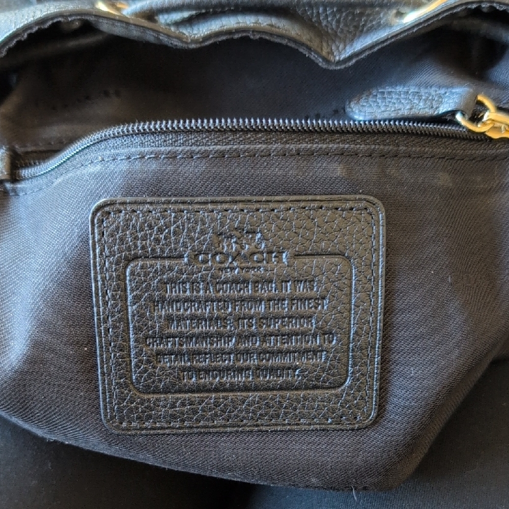 Coach Black Pebbled Leather Mini Turnlock Backpack with Gold Accents - Picture 14 of 16